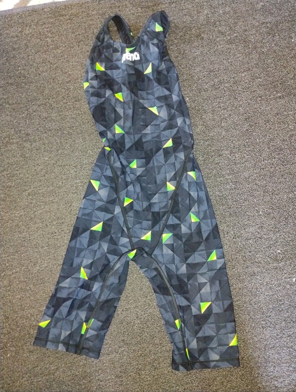 Arena Tech Competition Suit Swimming Competitive Black Grey GreenTriangle 36